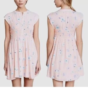Free People The Greatest Day Mini Dress Woman L Whimsy Fairy Pink Floral Nwot